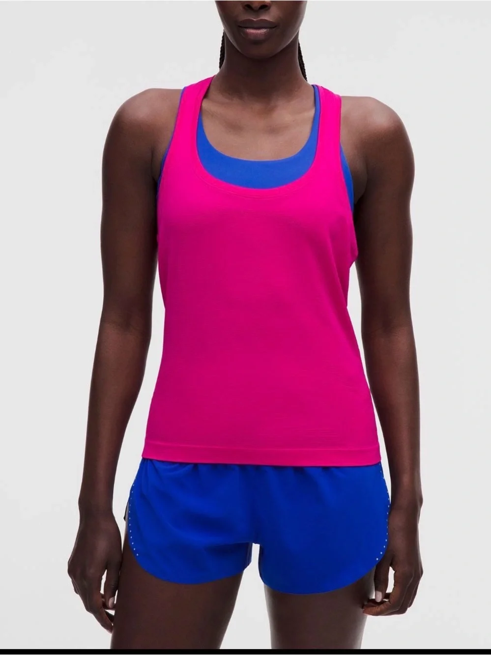 lululemon athletica Pink Racerback Tank with Blue Trim